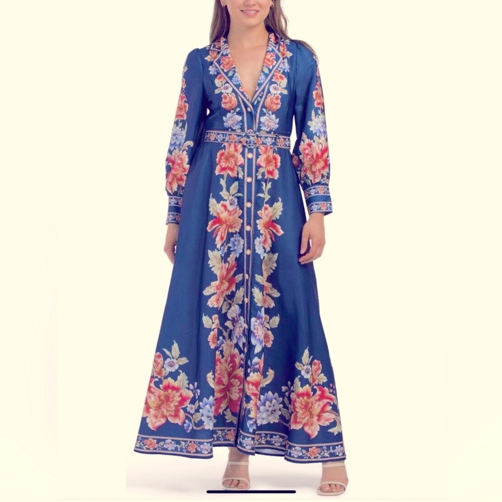 Dalia MacPhee Maxi long sleeve floral Dress